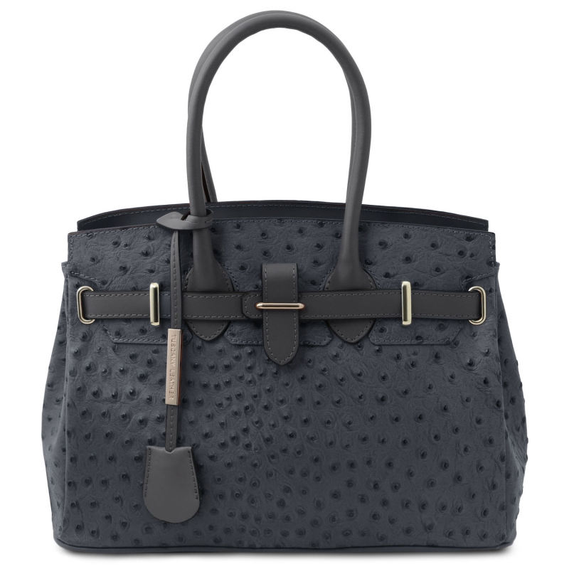 Tuscany Leather Handtasche Straußenleder-Optik Grau Tuscany Leather Handtasche Straußenleder-Optik Grau