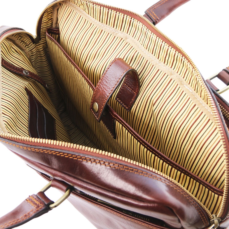 Leder Laptoptasche-Aktentasche Urbino Interieur-2 Leder Laptoptasche-Aktentasche Urbino Interieur-2