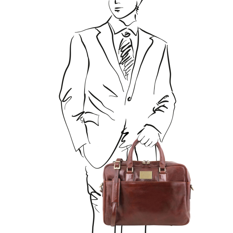 Leder Laptoptasche-Aktentasche Urbino Outfit Leder Laptoptasche-Aktentasche Urbino Outfit