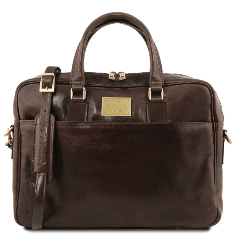 Leder Laptoptasche-Aktentasche Urbino Dunkelbraun Leder Laptoptasche-Aktentasche Urbino Dunkelbraun