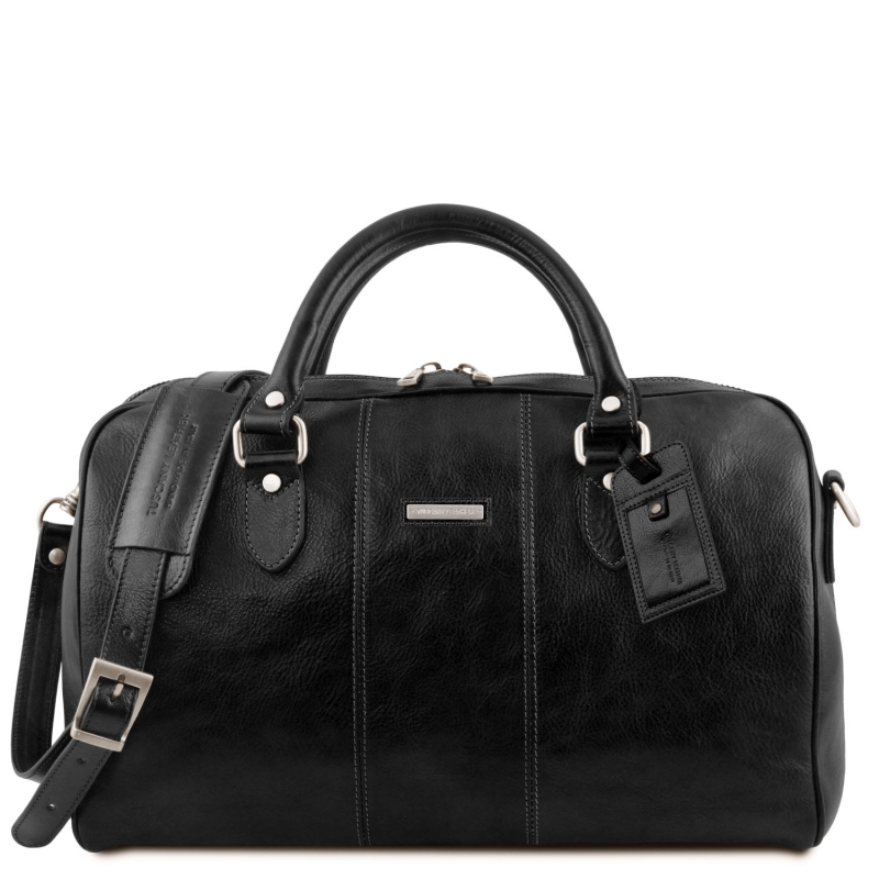 Leder Reisetasche Lisbona klein-schwarz Leder Reisetasche Lisbona klein-schwarz