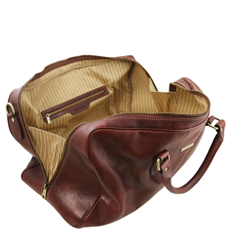 Leder Reisetasche Lisbona gross geöffnet Leder Reisetasche Lisbona gross geöffnet