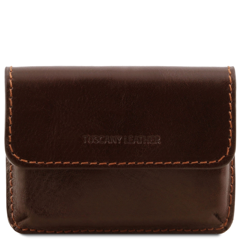 Visitenkarten-Etui aus Leder dunkelbraun Visitenkarten-Etui aus Leder dunkelbraun