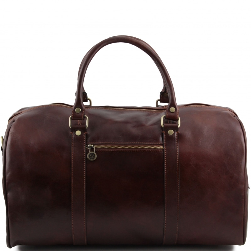 Exklusive TL Voyager Leder Reisetasche gross Rückseite Exklusive TL Voyager Leder Reisetasche gross Rückseite