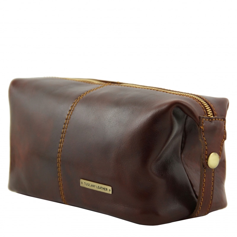 Leder Kulturtasche Roxy Seitenansicht Leder Kulturtasche Roxy Seitenansicht