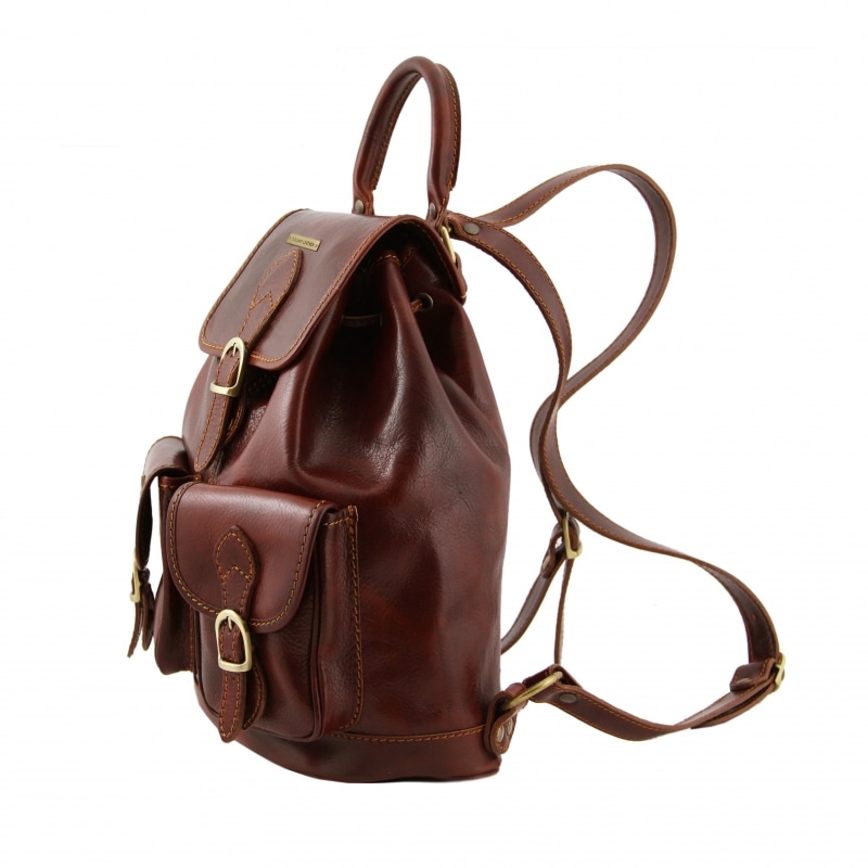 Leder Rucksack Tokyo Seitenansicht Leder Rucksack Tokyo Seitenansicht