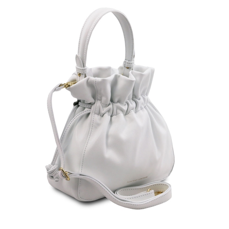 Tuscany Leather Mini-Beuteltasche Leder weiß Tuscany Leather Mini-Beuteltasche Leder weiß