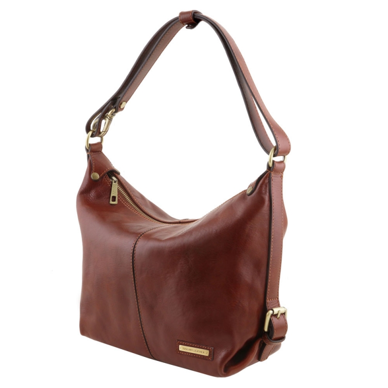 Leder Beuteltasche Sabrina seitenansicht Leder Beuteltasche Sabrina seitenansicht