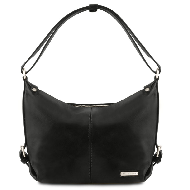 Leder Beuteltasche Sabrina schwarz Leder Beuteltasche Sabrina schwarz