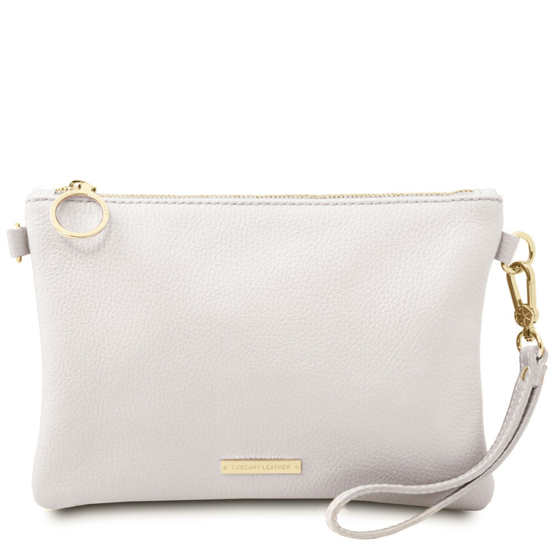 Tuscany Leather Clutch mit Schulterriemen weiß Tuscany Leather Clutch mit Schulterriemen weiß