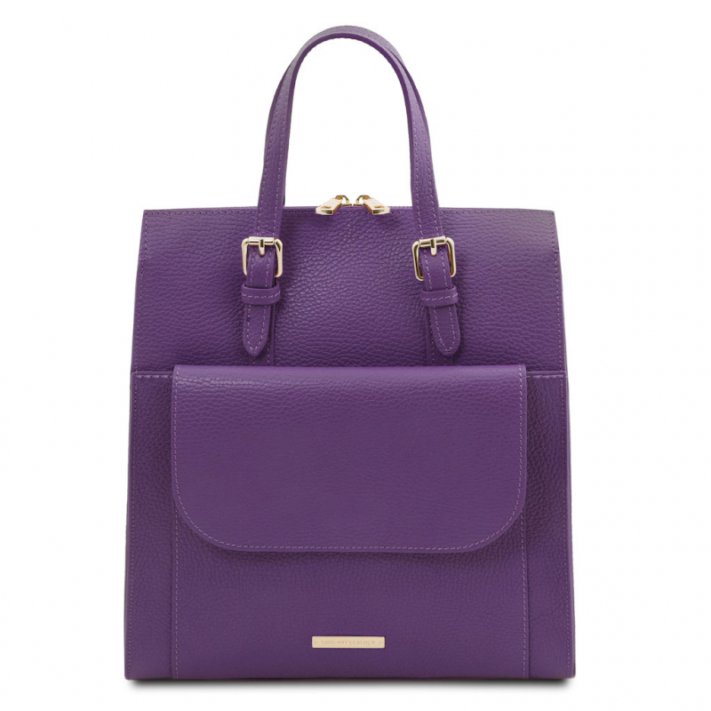 Damen Rucksack Ledertasche 3-in-1 purple
