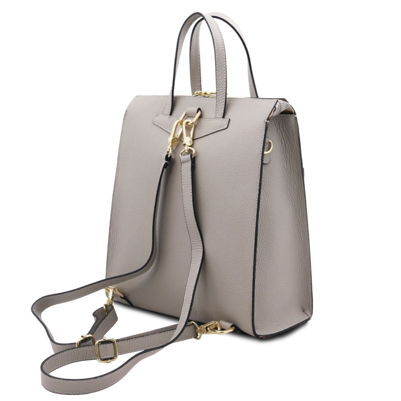 Tuscany Leather Damen Leder-Rucksack 3-in-1 grau Rückseite Tuscany Leather Damen Leder-Rucksack 3-in-1 grau Rückseite