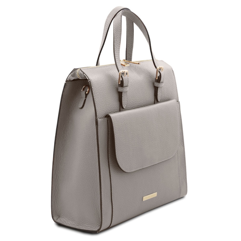 Tuscany Leather Damen Leder-Rucksack 3-in-1 grau Seite Tuscany Leather Damen Leder-Rucksack 3-in-1 grau Seite