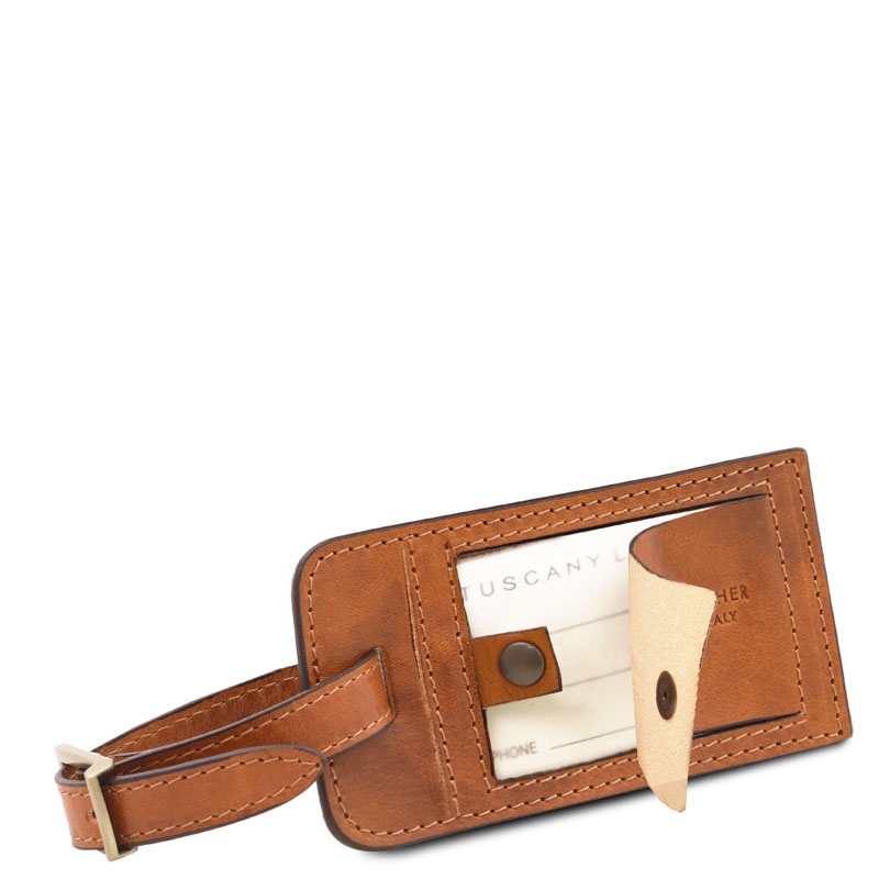 Gepäckanhänger aus Leder Detail Gepäckanhänger aus Leder Detail