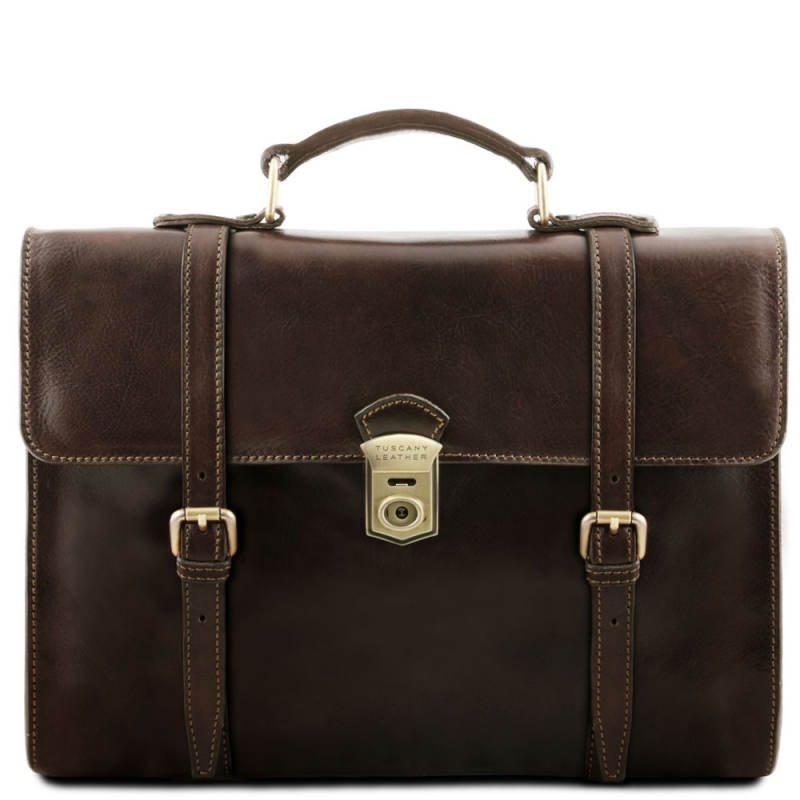Leder Aktentasche Viareggio Multifunktional Dunkelbraun Leder Aktentasche Viareggio Multifunktional Dunkelbraun