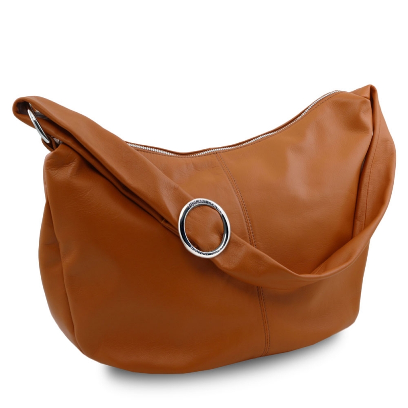 Leder-Beuteltasche Yvette cognac Leder-Beuteltasche Yvette cognac