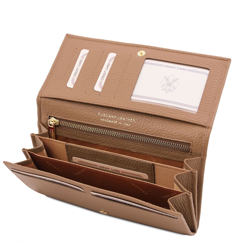 Leder-Geldbörse Nefti taupe Fächer Leder-Geldbörse Nefti taupe Fächer