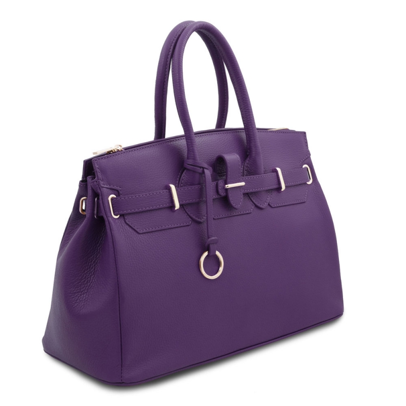 Tuscany Leather Leder Handtasche Purple Seite
