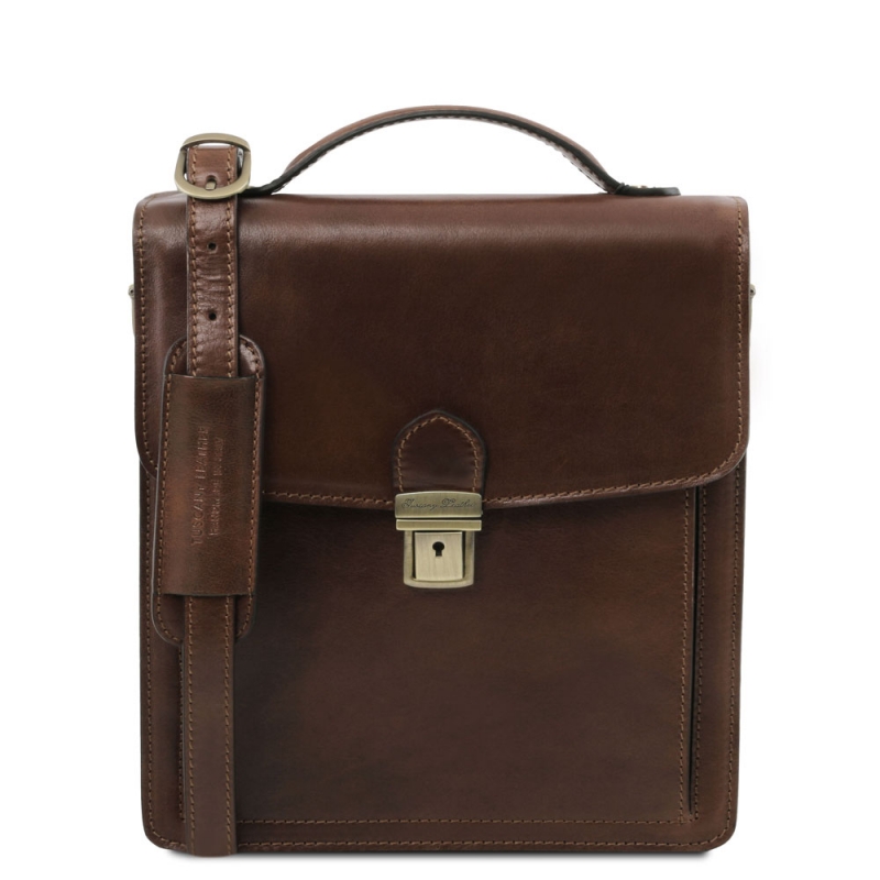 Leder Herrentasche David klein Dunkelbraun Leder Herrentasche David klein Dunkelbraun