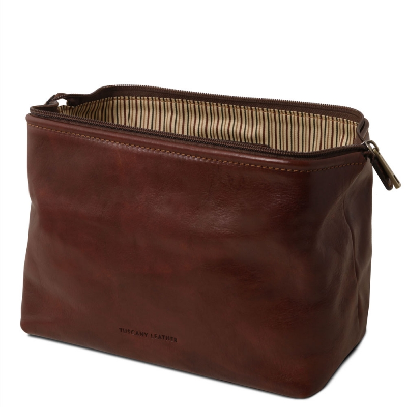Leder Kulturtasche Smarty gross front Leder Kulturtasche Smarty gross front