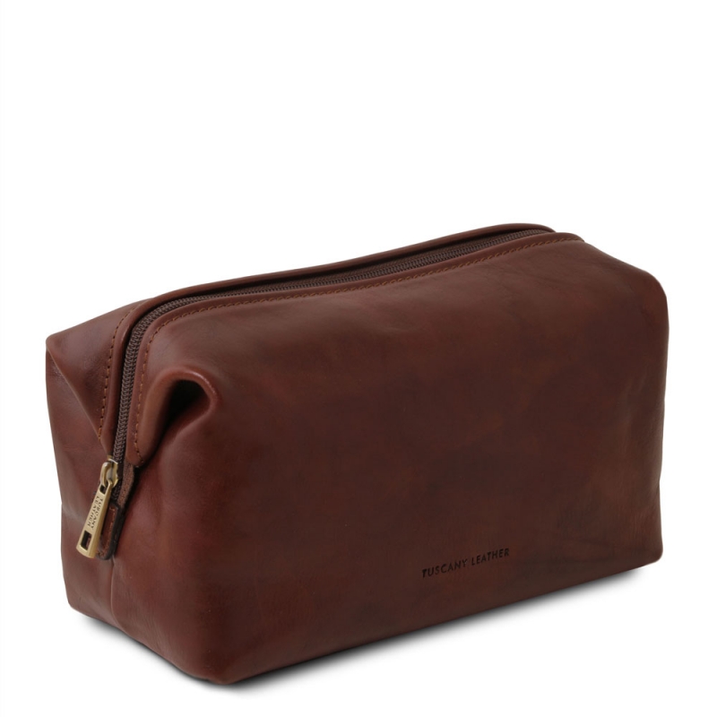 Leder Kulturtasche Smarty gross seitenansicht Leder Kulturtasche Smarty gross seitenansicht
