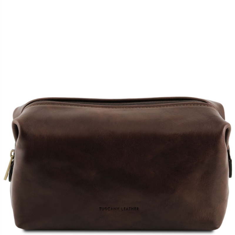 Leder Kulturtasche Smarty gross dunkelbraun Leder Kulturtasche Smarty gross dunkelbraun