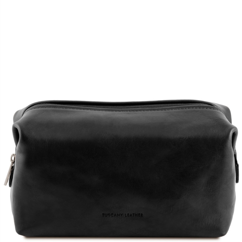 Leder Kulturtasche Smarty gross schwarz Leder Kulturtasche Smarty gross schwarz