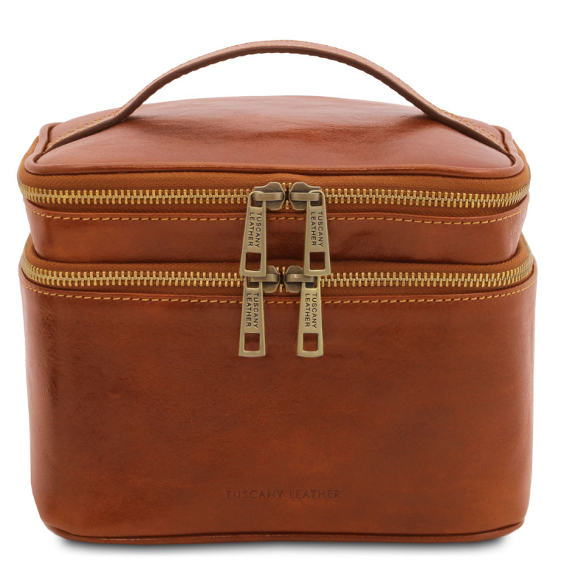 Leder Kulturtasche Eliot honig