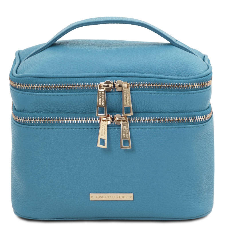 Kulturtasche Mary Leder himmelblau Kulturtasche Mary Leder himmelblau