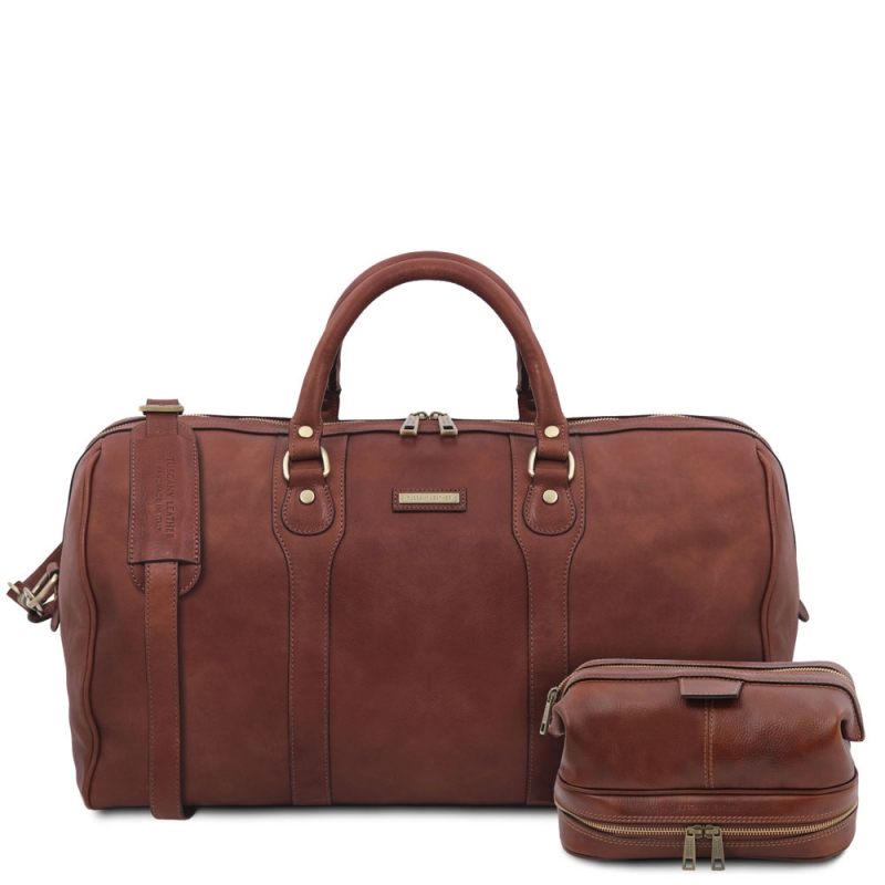 Leder-Reisetaschen Set "Colombo" braun Leder-Reisetaschen Set "Colombo" braun