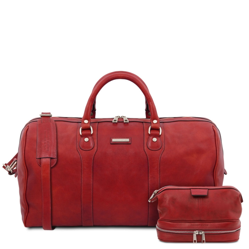 Leder-Reisetaschen Set "Colombo" rot Leder-Reisetaschen Set "Colombo" rot