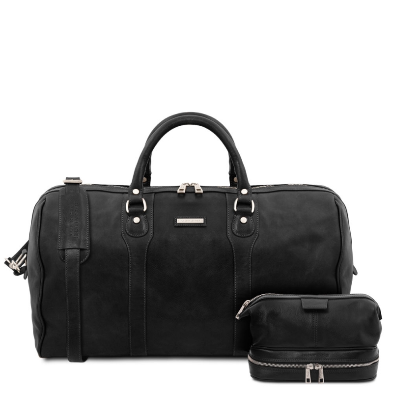 Leder-Reisetaschen Set "Colombo" schwarz Leder-Reisetaschen Set "Colombo" schwarz