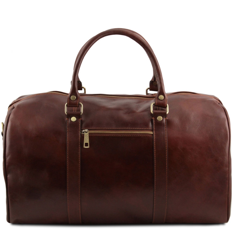 Exklusive TL Voyager Leder Reisetasche gross Rückseite Exklusive TL Voyager Leder Reisetasche gross Rückseite