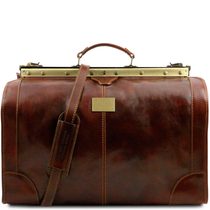 Leder Reisetasche Maulbügel Madrid groß braun Leder Reisetasche Maulbügel Madrid groß braun