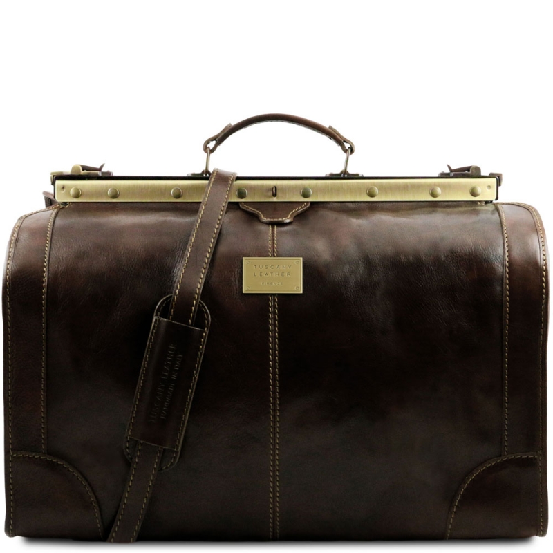 Leder Reisetasche Maulbügel Madrid groß dunkelbraun Leder Reisetasche Maulbügel Madrid groß dunkelbraun