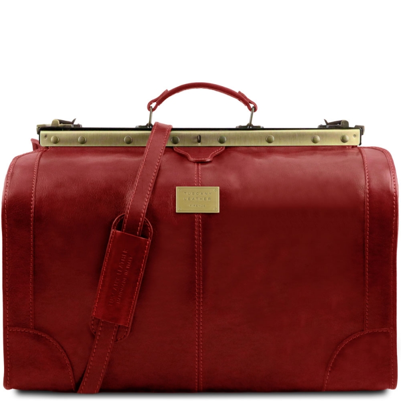 Leder Reisetasche Maulbügel Madrid groß rot Leder Reisetasche Maulbügel Madrid groß rot