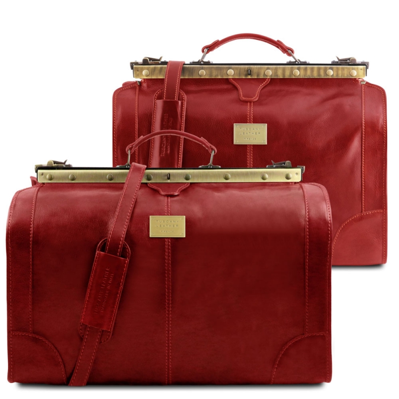 Leder Reisetaschen-Set Madrid rot Leder Reisetaschen-Set Madrid rot