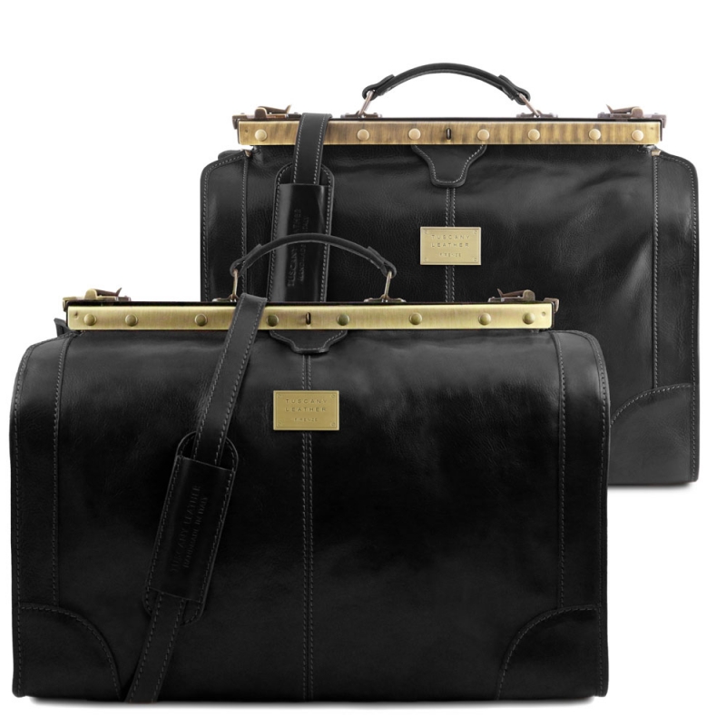 Leder Reisetaschen-Set Madrid schwarz Leder Reisetaschen-Set Madrid schwarz