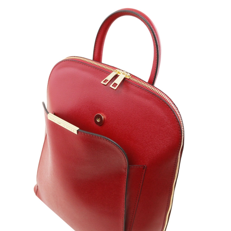 TL Bag Saffiano-Leder Rucksack rot Front TL Bag Saffiano-Leder Rucksack rot Front