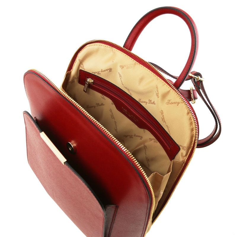 TL Bag Saffiano-Leder Rucksack rot Interieur