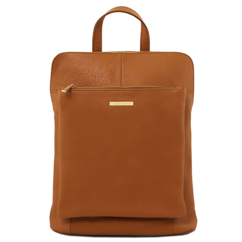 TL Bag Großer Leder-Rucksack cognac