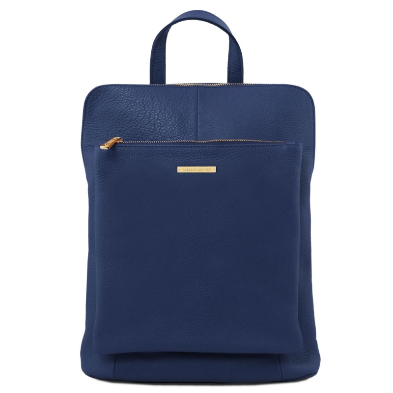 TL Bag Großer Leder-Rucksack dunkelblau TL Bag Großer Leder-Rucksack dunkelblau