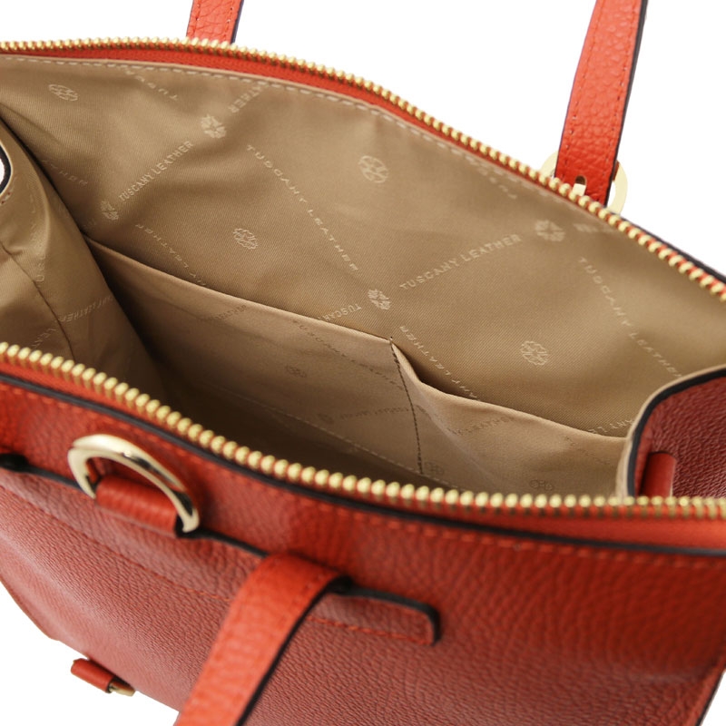 Damen Rucksack Ledertasche 3-in-1 Brandy Interieur Damen Rucksack Ledertasche 3-in-1 Brandy Interieur