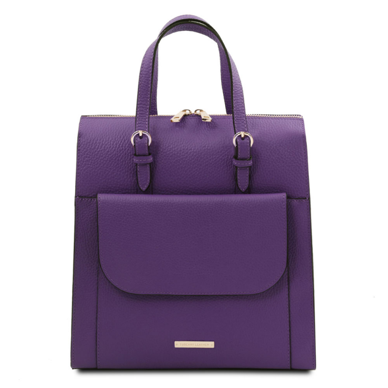 Damen Rucksack Ledertasche 3-in-1 Purple