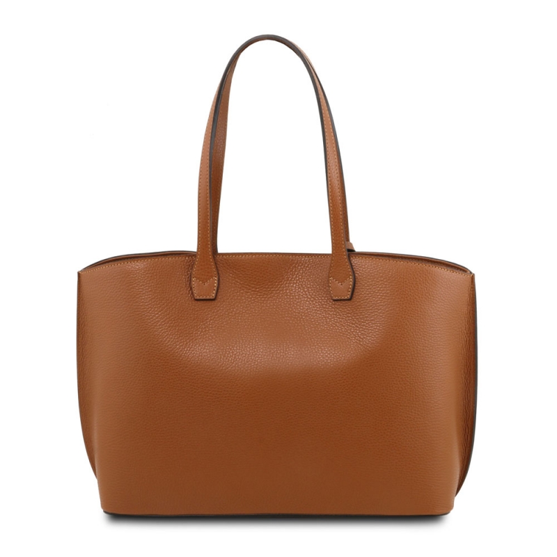 Tuscany Leather Leder-Shopper XL Cognac Rückseite Tuscany Leather Leder-Shopper XL Cognac Rückseite
