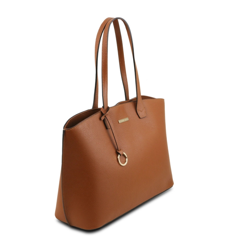 Tuscany Leather Leder-Shopper XL Cognac Seite Tuscany Leather Leder-Shopper XL Cognac Seite