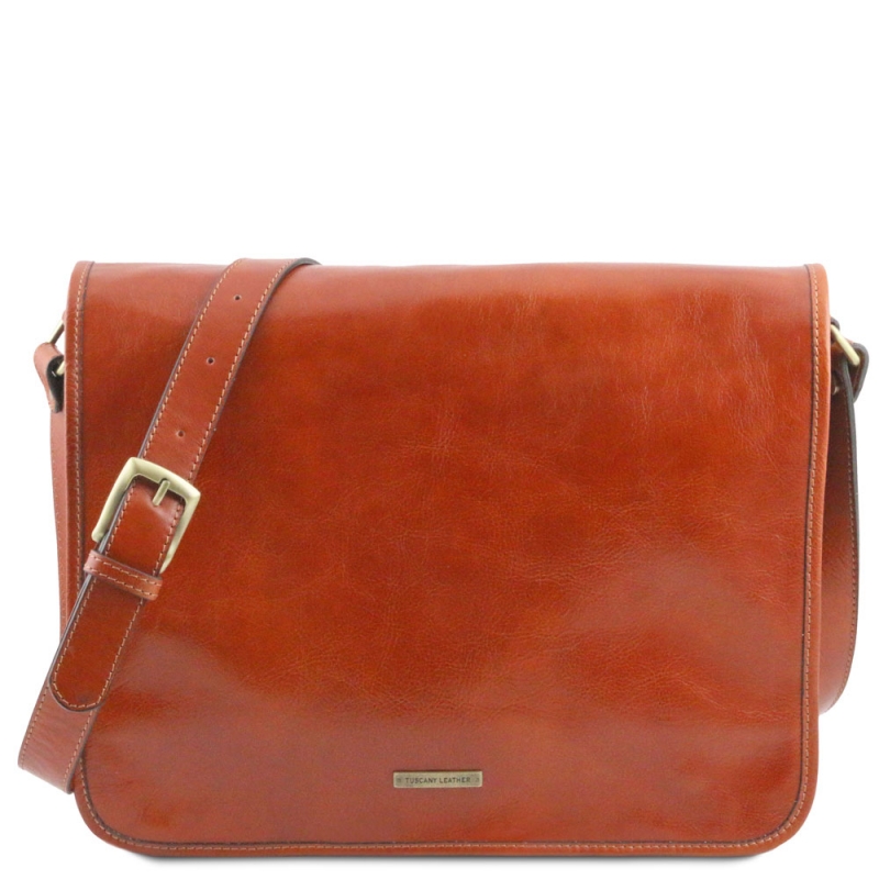 Große Leder-Umhängetasche Messenger Honig Große Leder-Umhängetasche Messenger Honig