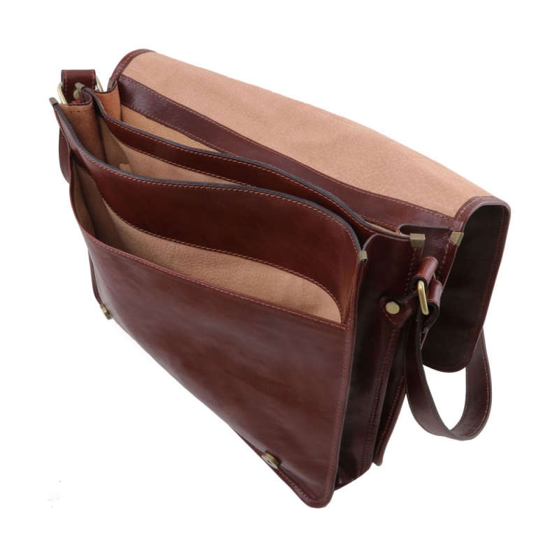 Große Leder-Umhängetasche Messenger Interieur-1 Große Leder-Umhängetasche Messenger Interieur-1