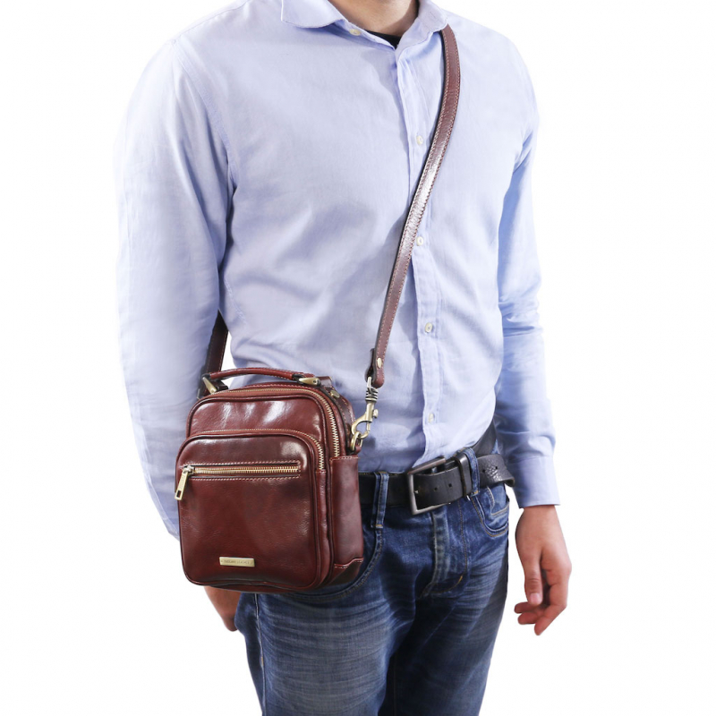 Tuscany Leather Leder Umhängetasche Paul braun Outfit-1