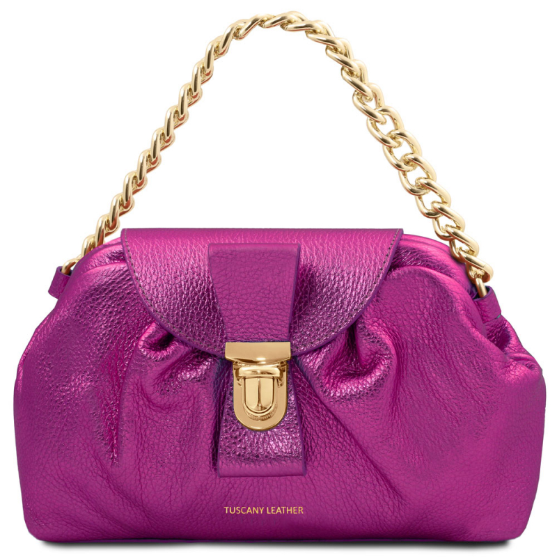 Clutch "Lara" aus Metallic-Leder fuchsia Clutch "Lara" aus Metallic-Leder fuchsia
